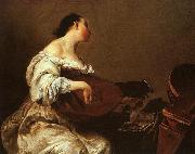 Frau spielt Laute Giuseppe Maria Crespi